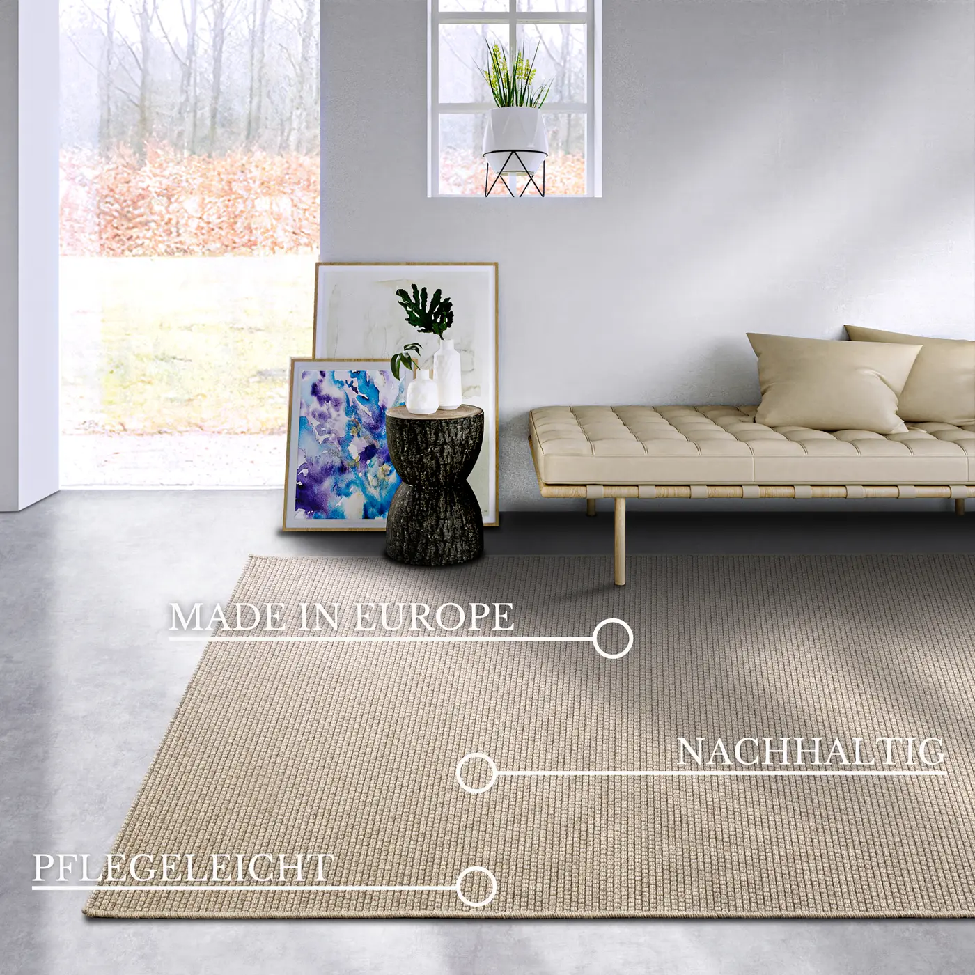 Villeroy & Boch 1843 Wollteppich Charles Natur Beige – Ansicht 3