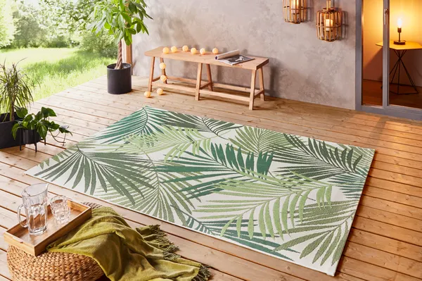Hanse Home Beach In- & Outdoorteppich Vai Grün Creme