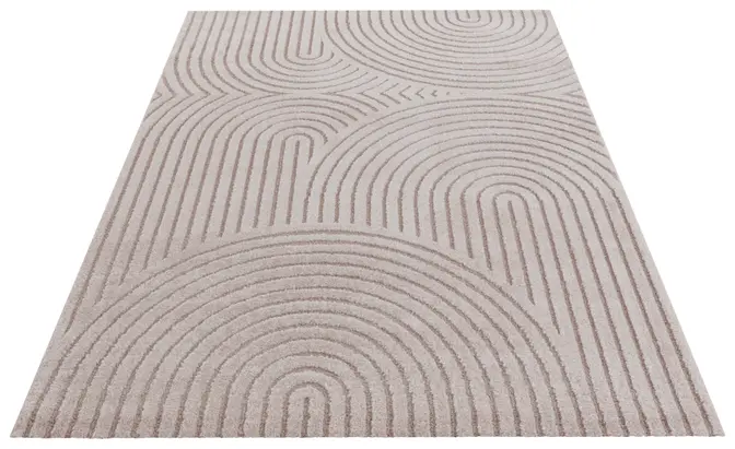Elle Decoration New York Kurzflorteppich in Hoch-Tief Effekt Panglao Creme Beige