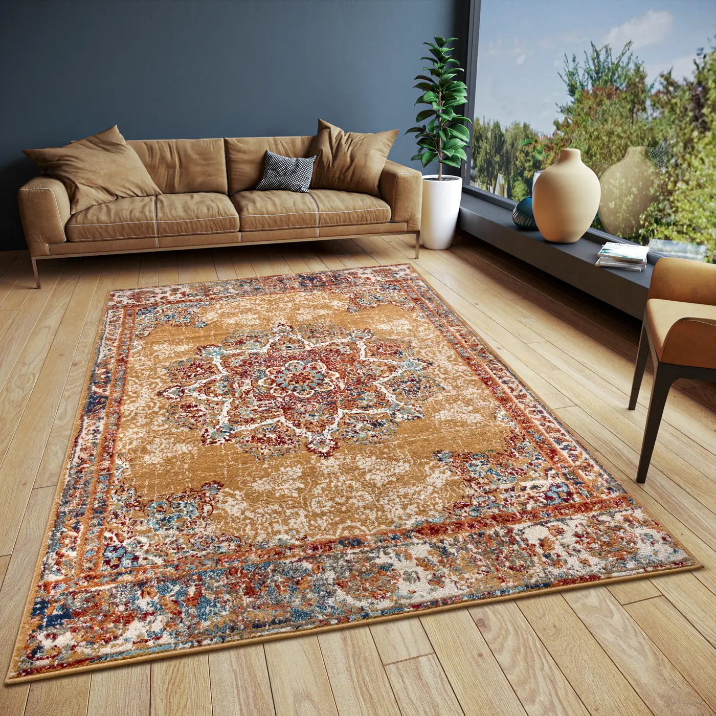 Hanse Home Luxor Kurzflor Teppich Maderno Gold Multifarben – Ansicht 2