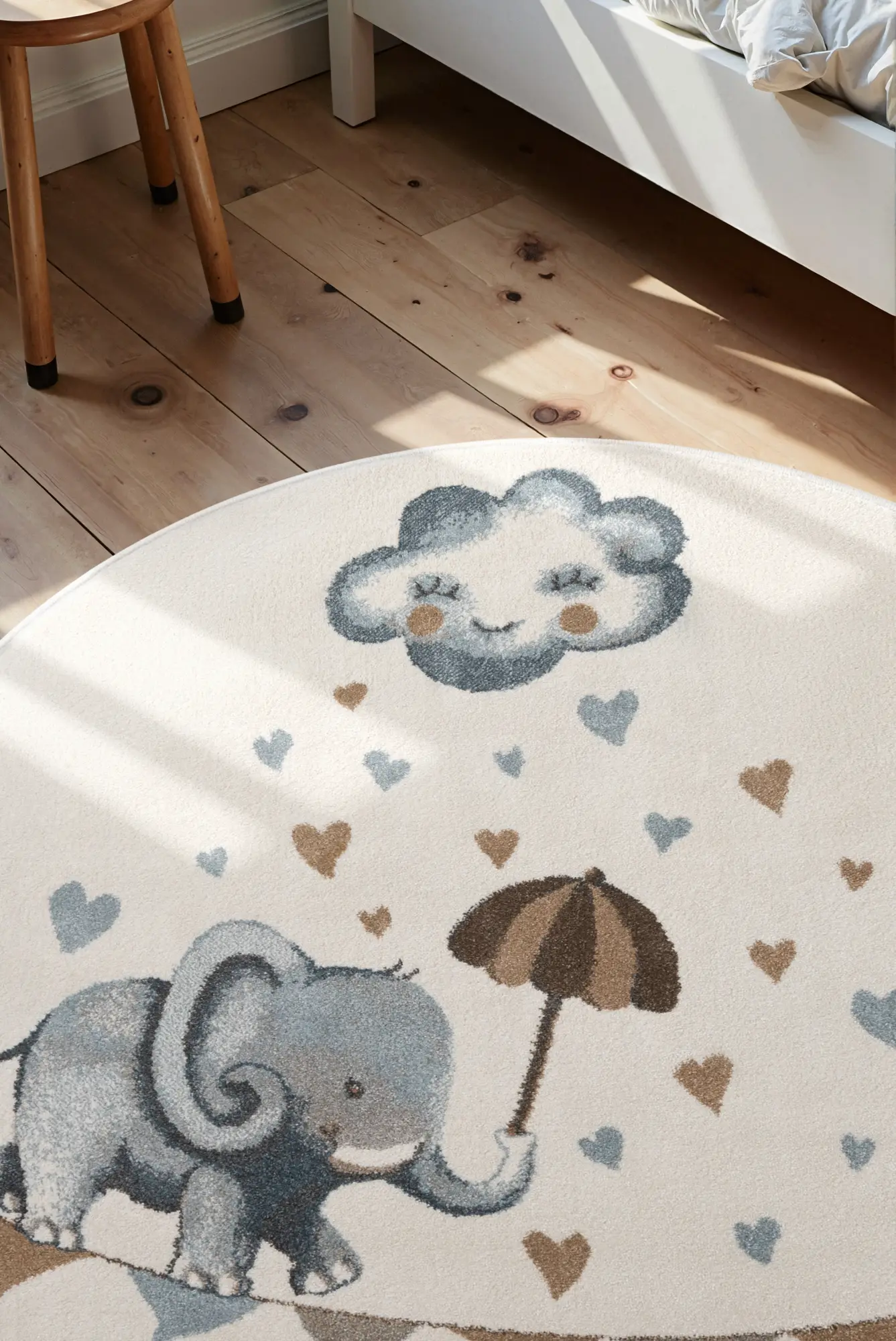 Villeroy & Boch Boho Kids Kinderteppich Rund Walk like an Elephant Rainy Creme Mulitfarben – Ansicht 3