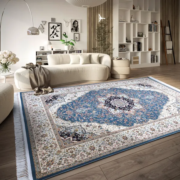 Villeroy & Boch 1870 Kurz Stapel Teppich Etienne Licht Blau Creme