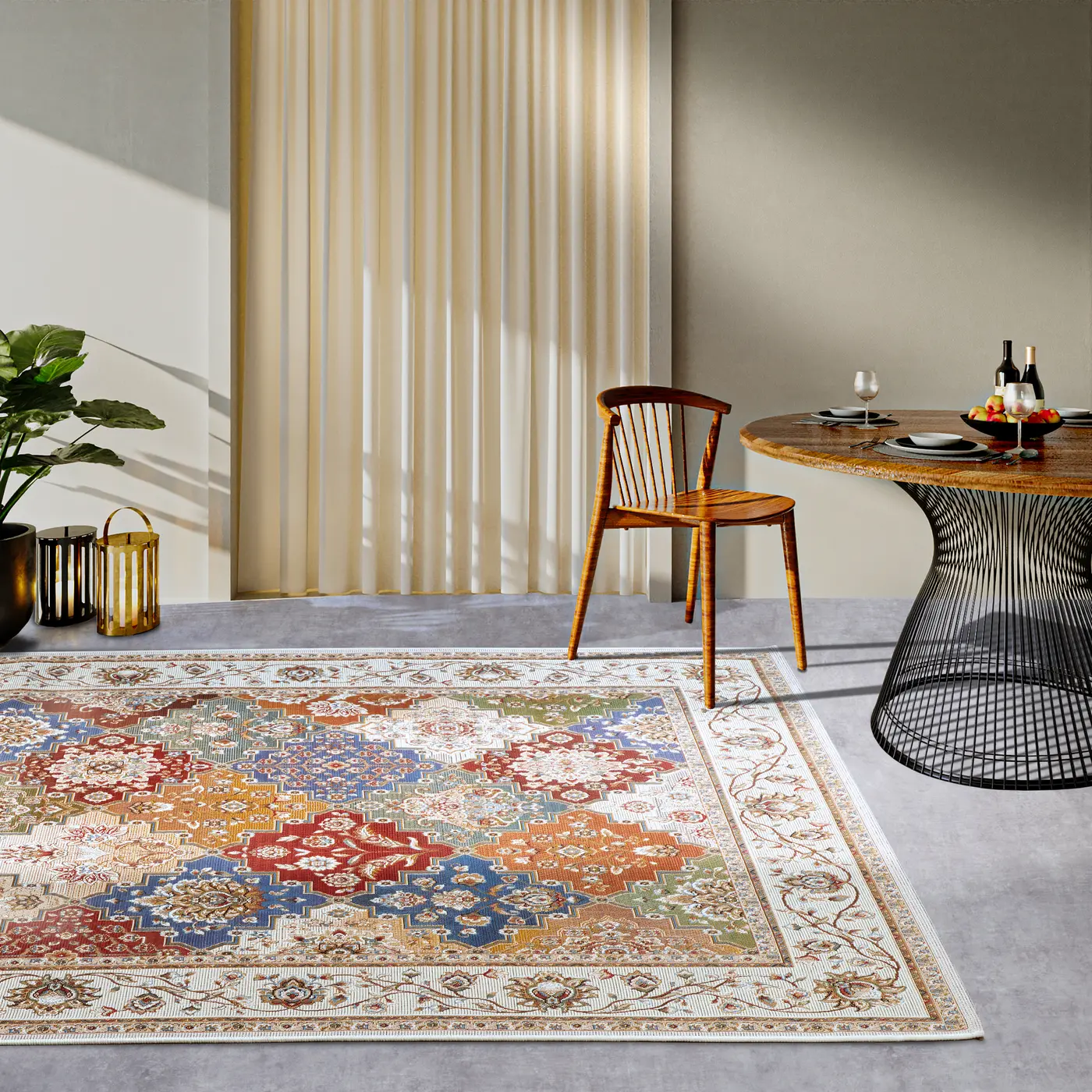 Villeroy & Boch 1767 In- & Outdoor Teppich Pierre Creme Bunt – Ansicht 2