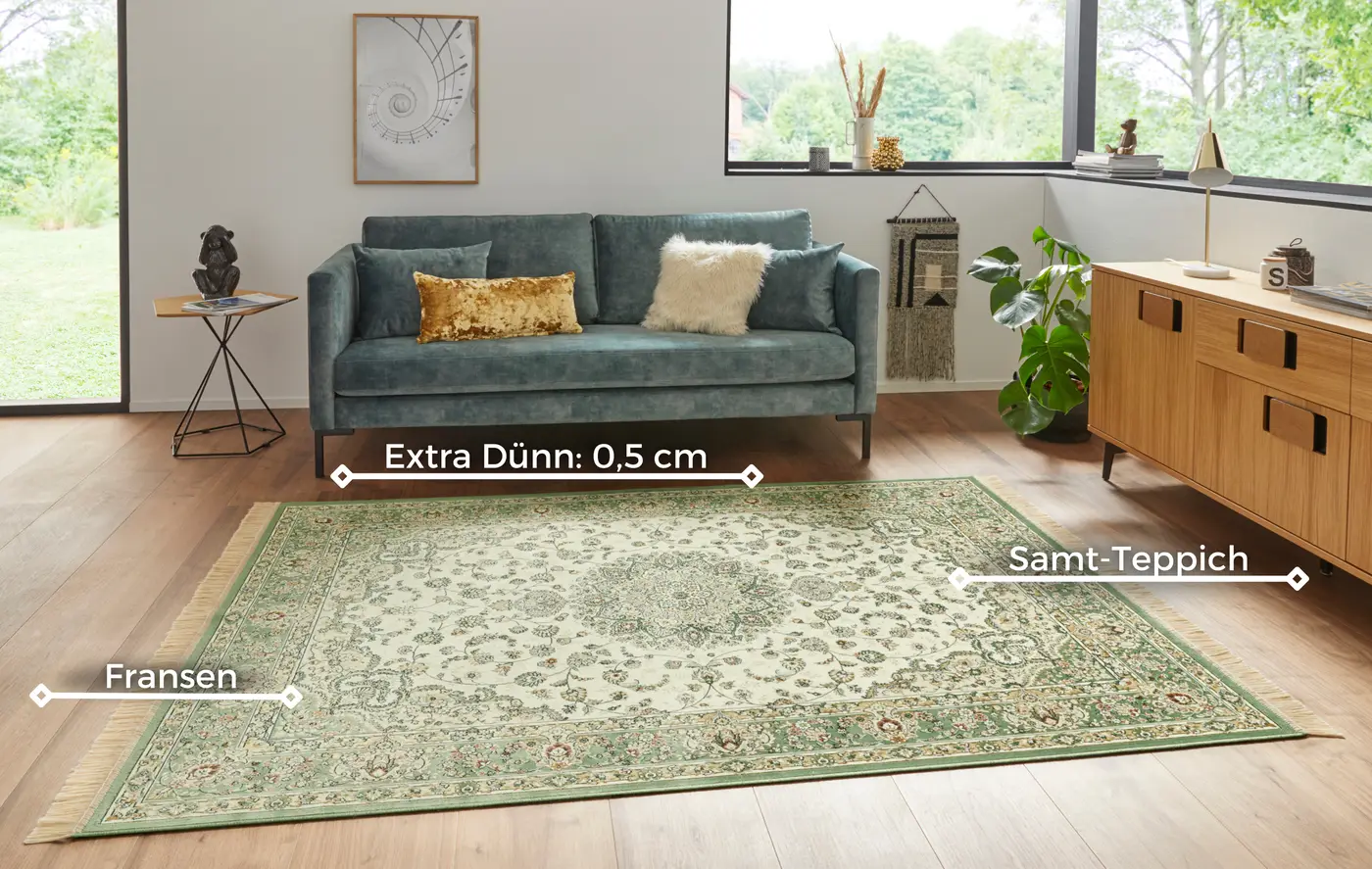 Hanse Home Naveh Kurzflor Teppich Antik Nain Ivory Grün – Ansicht 3