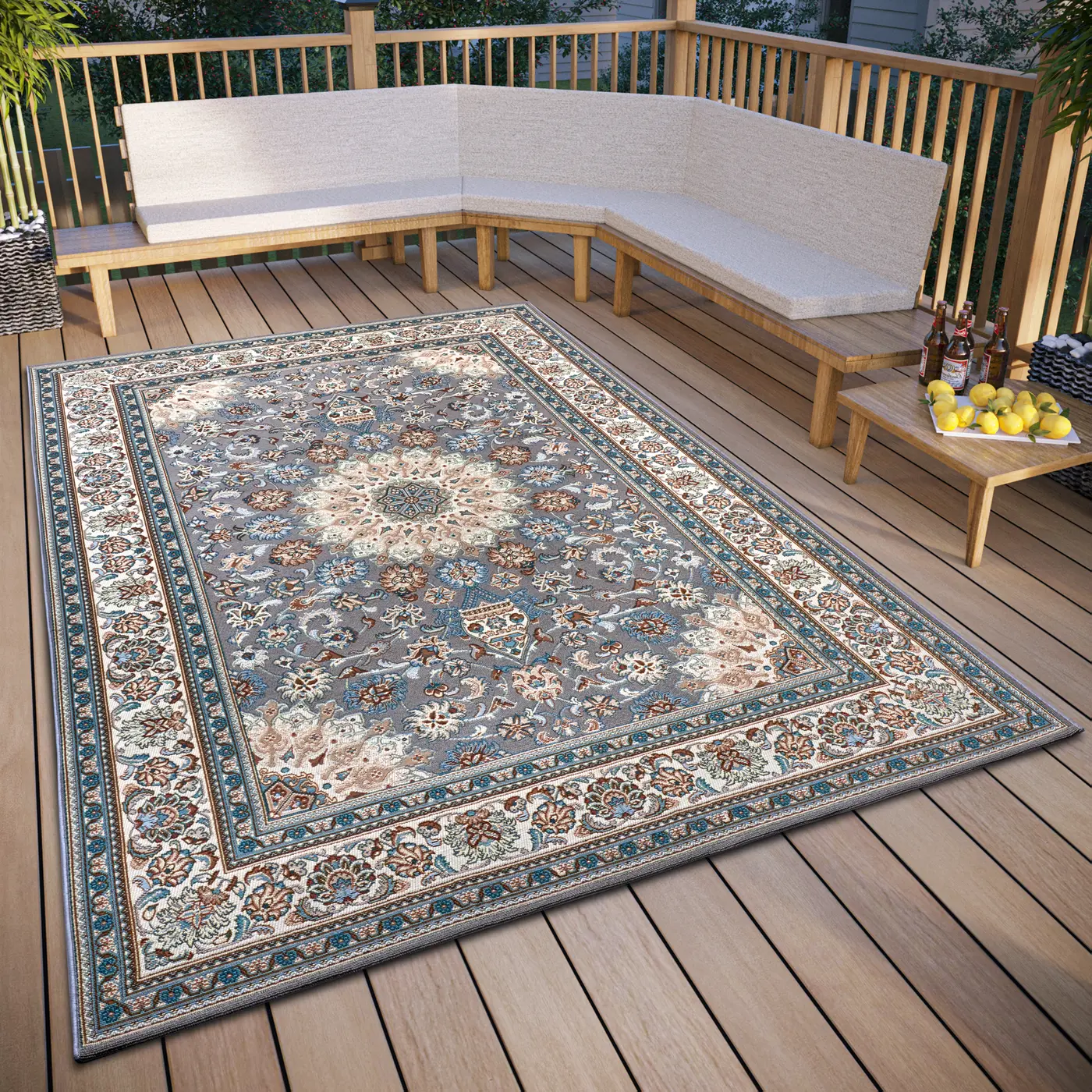 Hanse Home In- & Outdoor Teppich Kadi Grau Creme – Ansicht 2