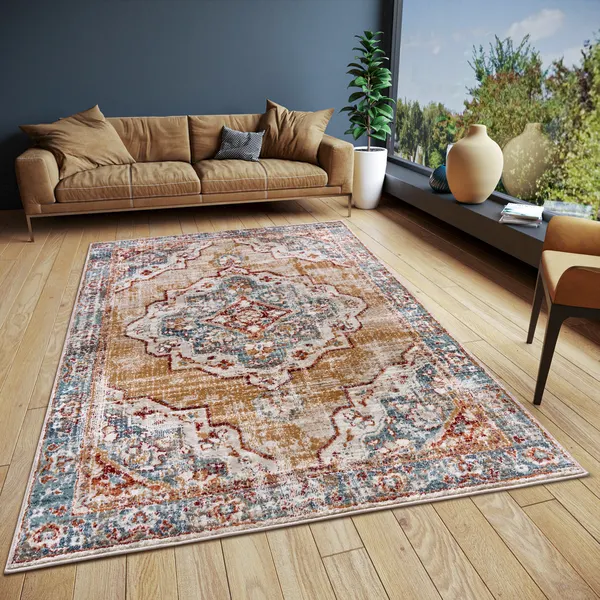 Hanse Home Luxor Kurzflor Teppich Strozzi Beige Blau