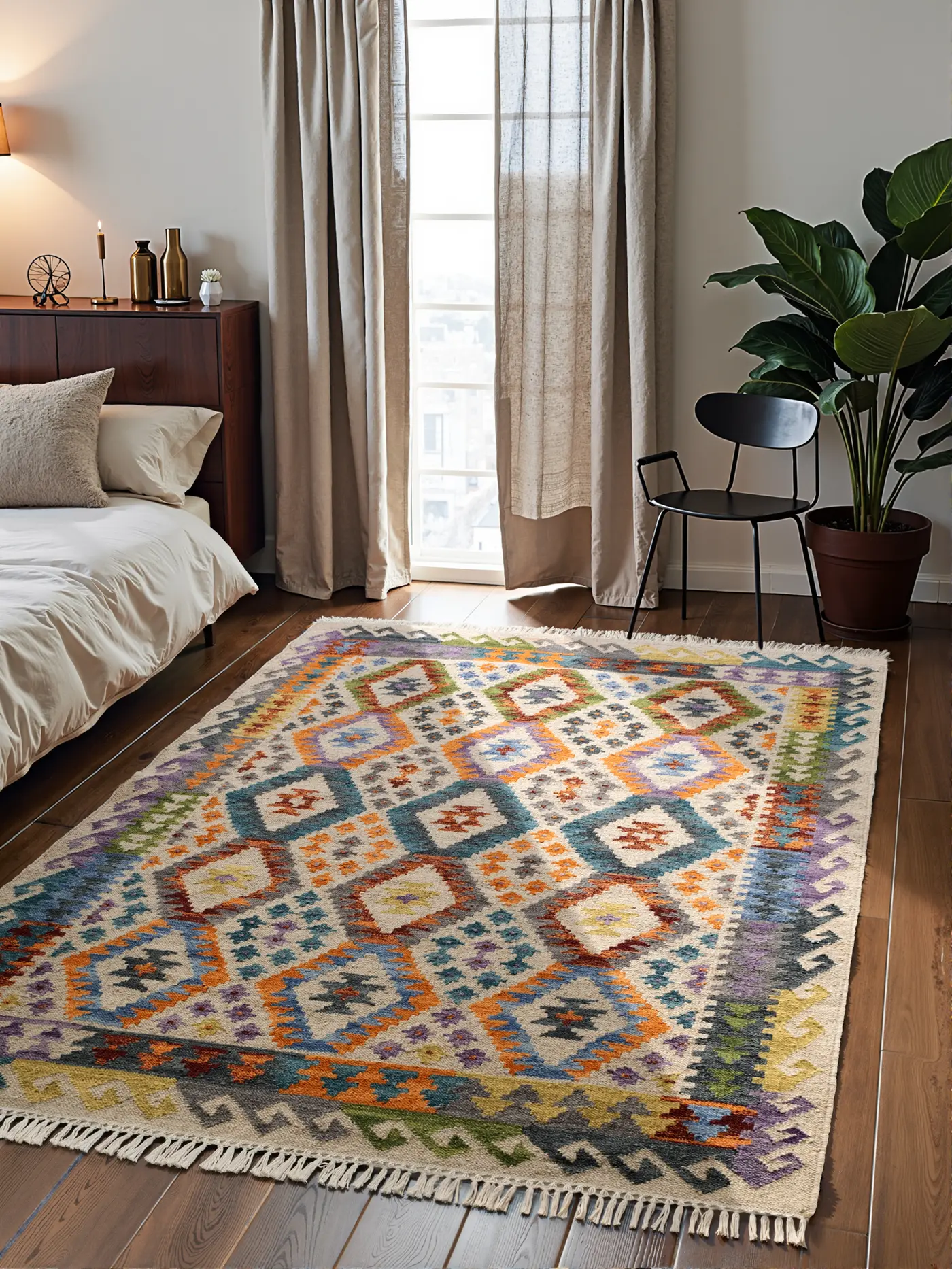 Hanse Home Kamal Afghan Kelim Teppich Oasis Creme Multifarben – Ansicht 2