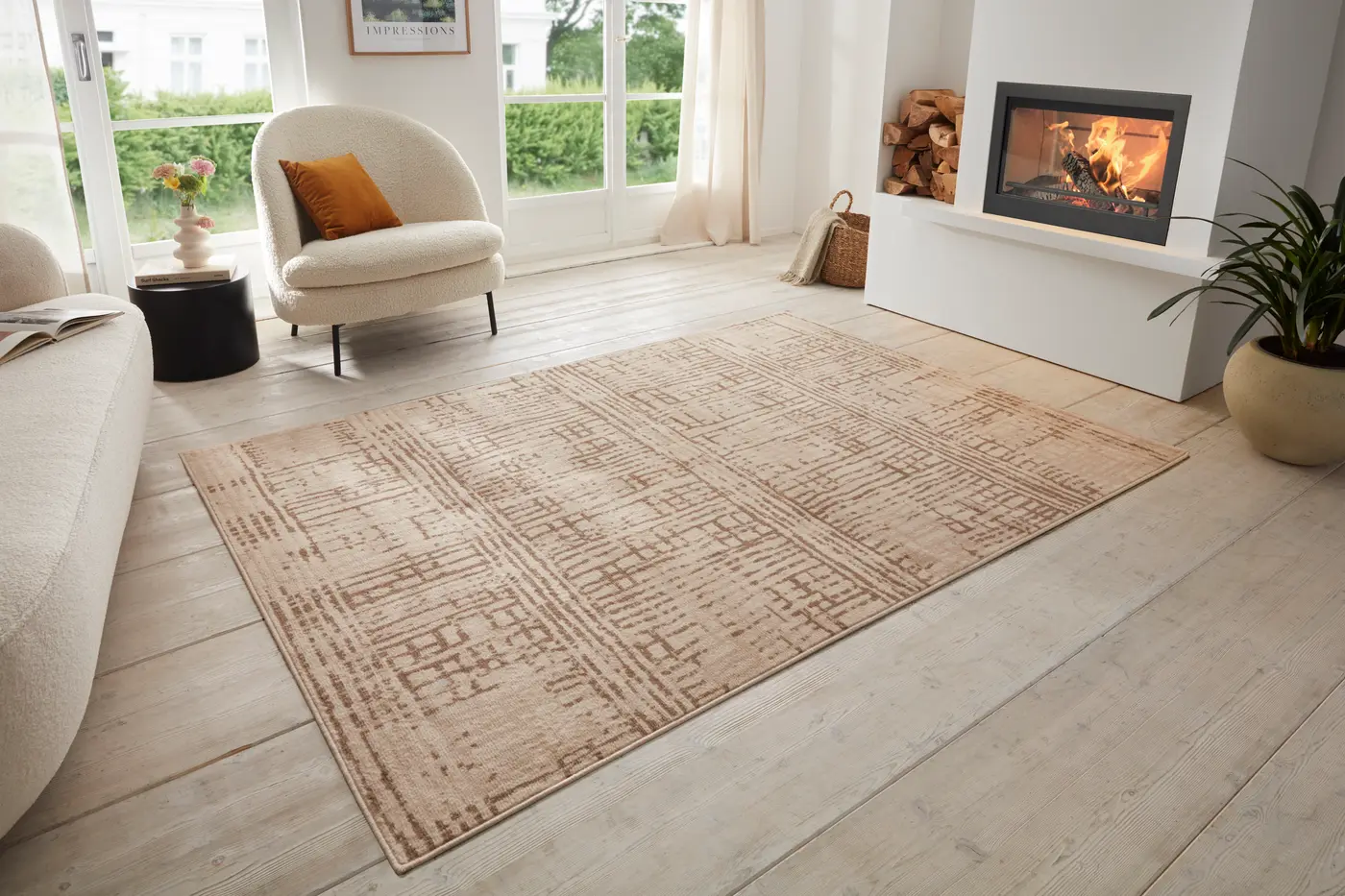 Hanse Home Terrain Designer Kurzflor Teppich Sole Creme Braun – Ansicht 2
