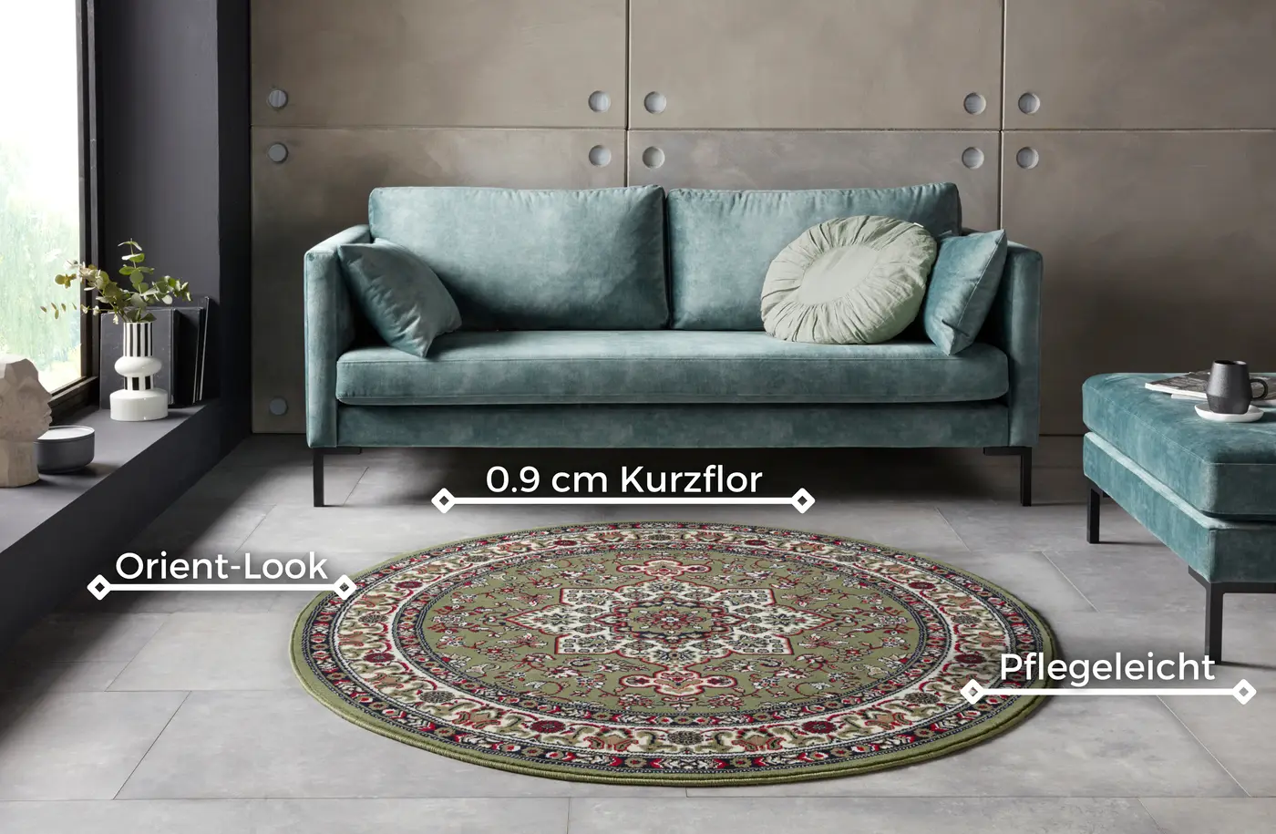 Hanse Home Mirkan Kurzflor Teppich Parun Täbriz Grün – Ansicht 3