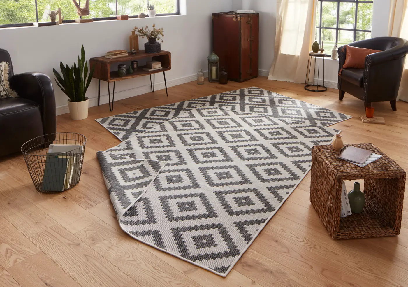 Hanse Home Twin Wendeteppiche In- & Outdoorteppich Malta Grau Creme – Ansicht 2