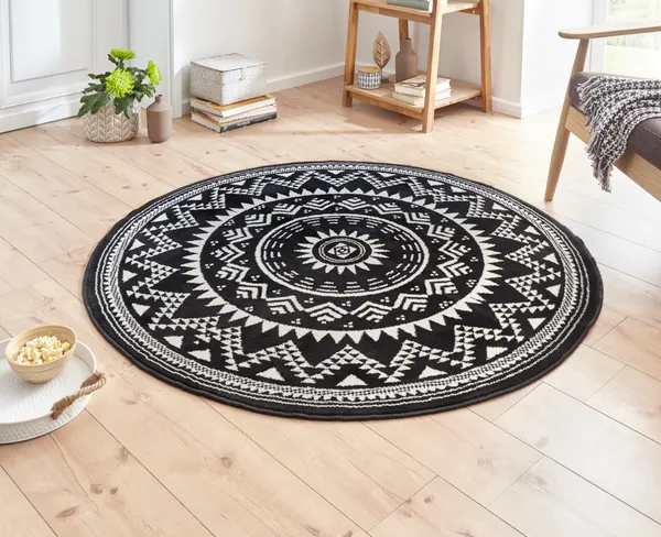 Hanse Home Celebration Designteppich Rund Valencia Schwarz