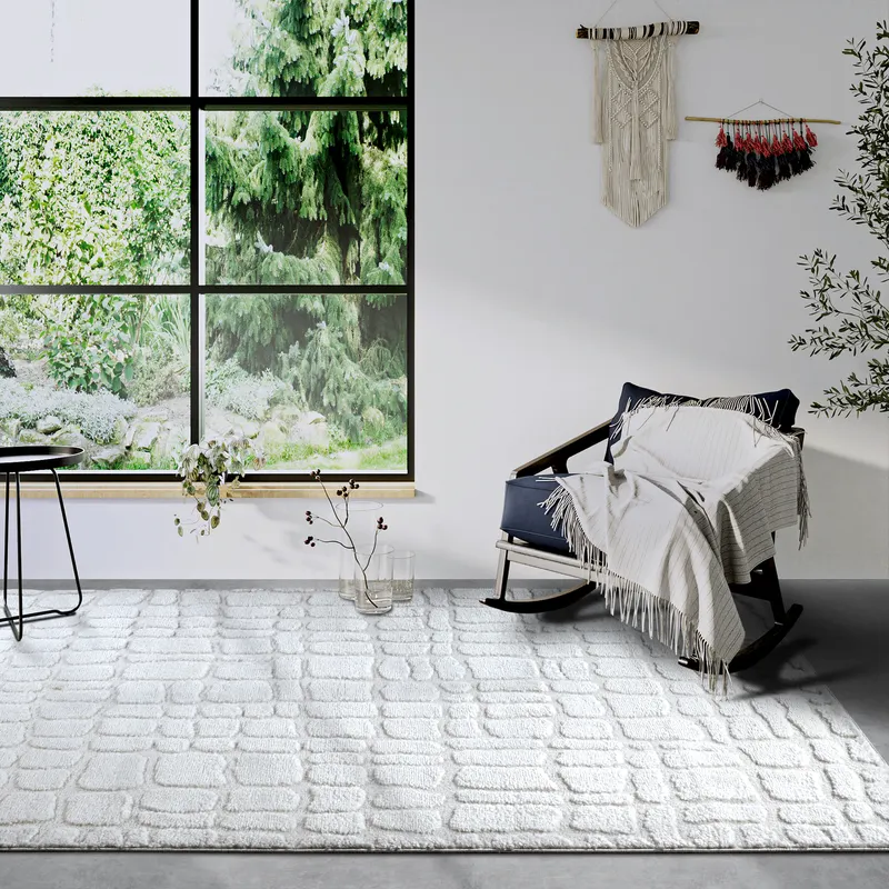 Sie Dekoration Galerie Hoch Stapel Teppich Künstlerisch Creme Weiß