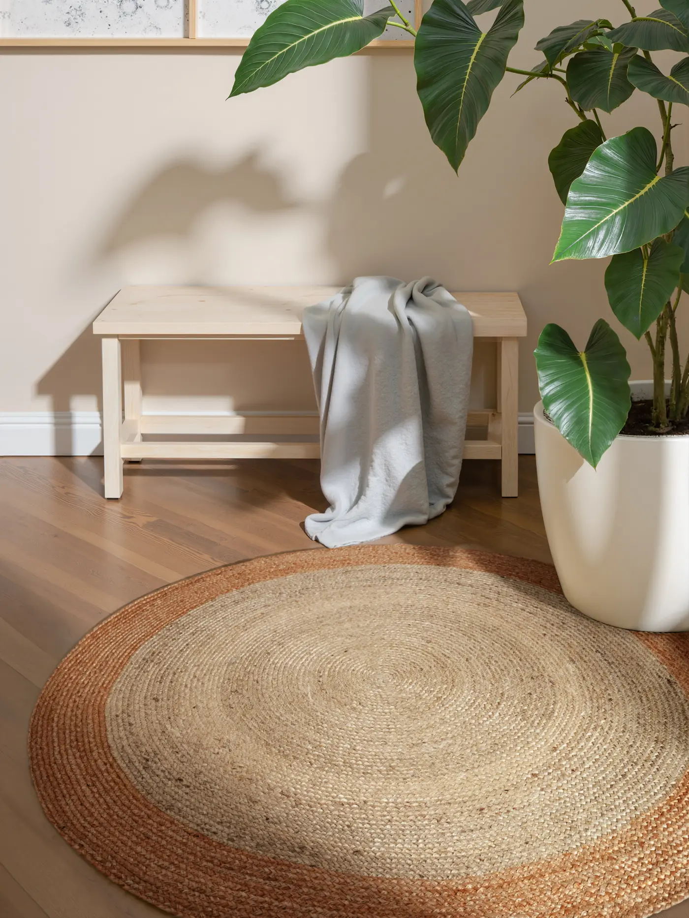 Hanse Home Jute Teppich Rund Jutta Natur Elfenbein Gold – Ansicht 2