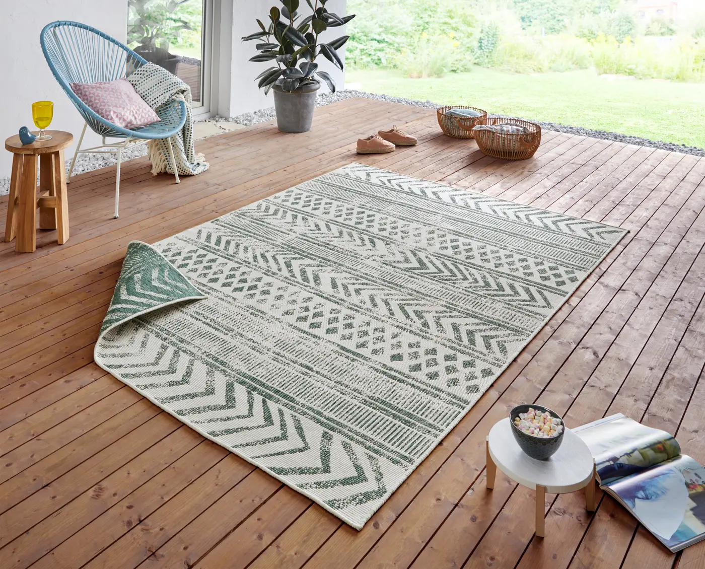 Hanse Home Twin Supreme In- & Outdoor Wendeteppich Biri Grün Creme – Ansicht 2