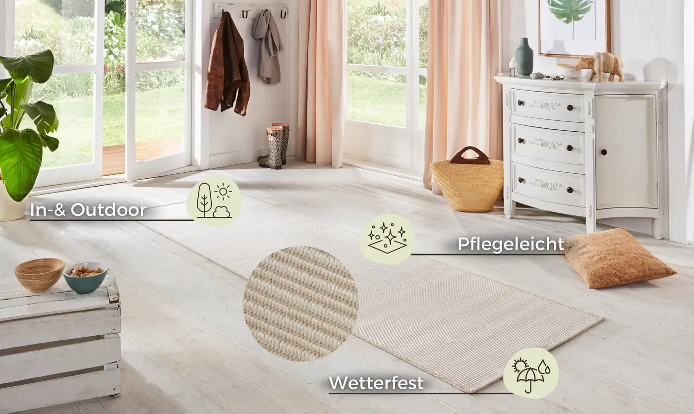 Hanse Home In- & Outdoor Flachgewebe Läufer Nature Sisal-Optik Creme Weiß – Ansicht 3