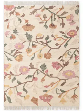 Elle Decoration Roya Afghan Kelim Teppich Violette Creme Multifarben