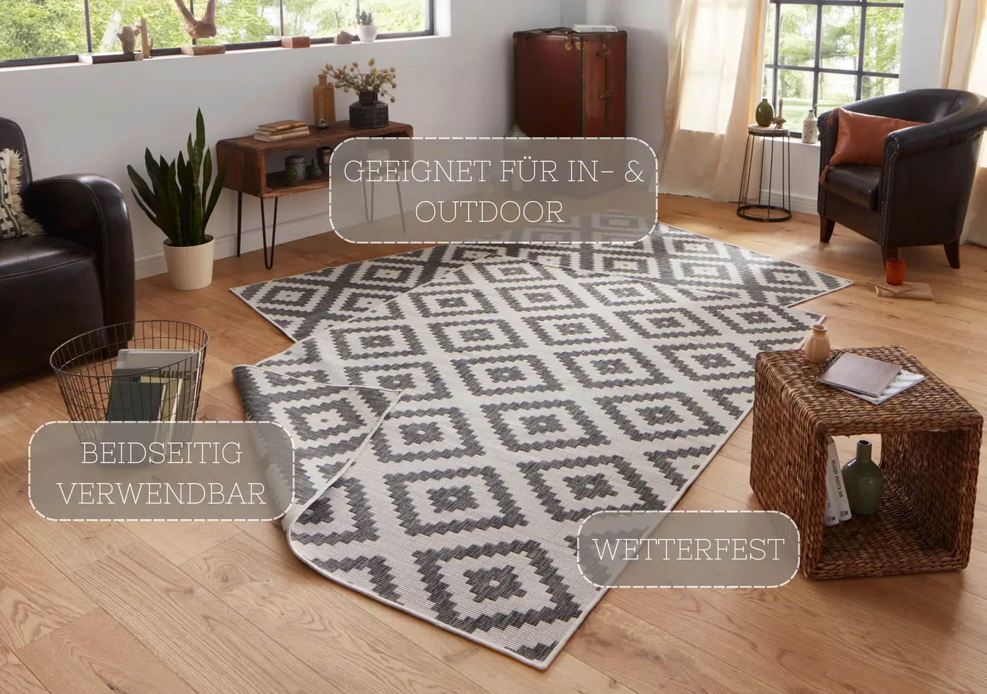 Hanse Home Twin Wendeteppiche In- & Outdoorteppich Malta Grau Creme – Ansicht 3