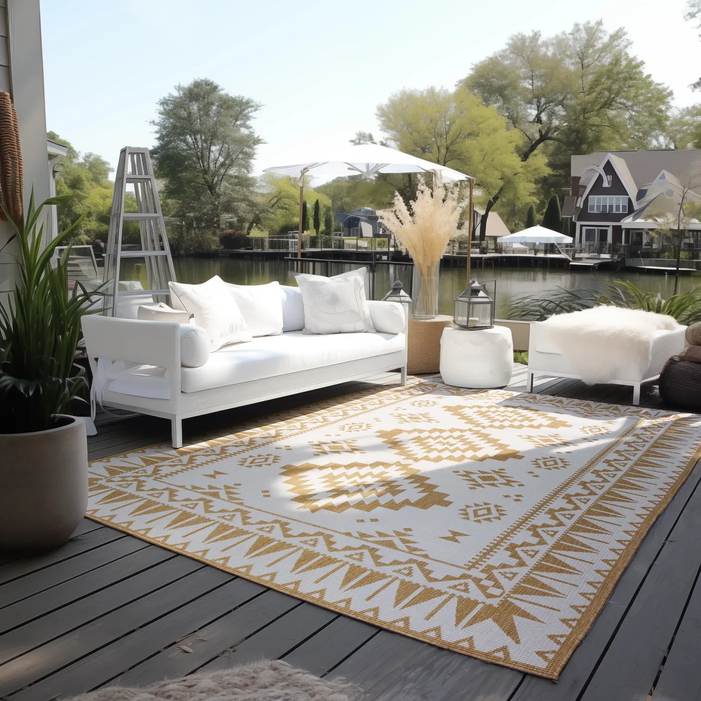 Elle Decoration Gemini In- und Outdoor Wendeteppich Dynamic Ocker – Ansicht 2