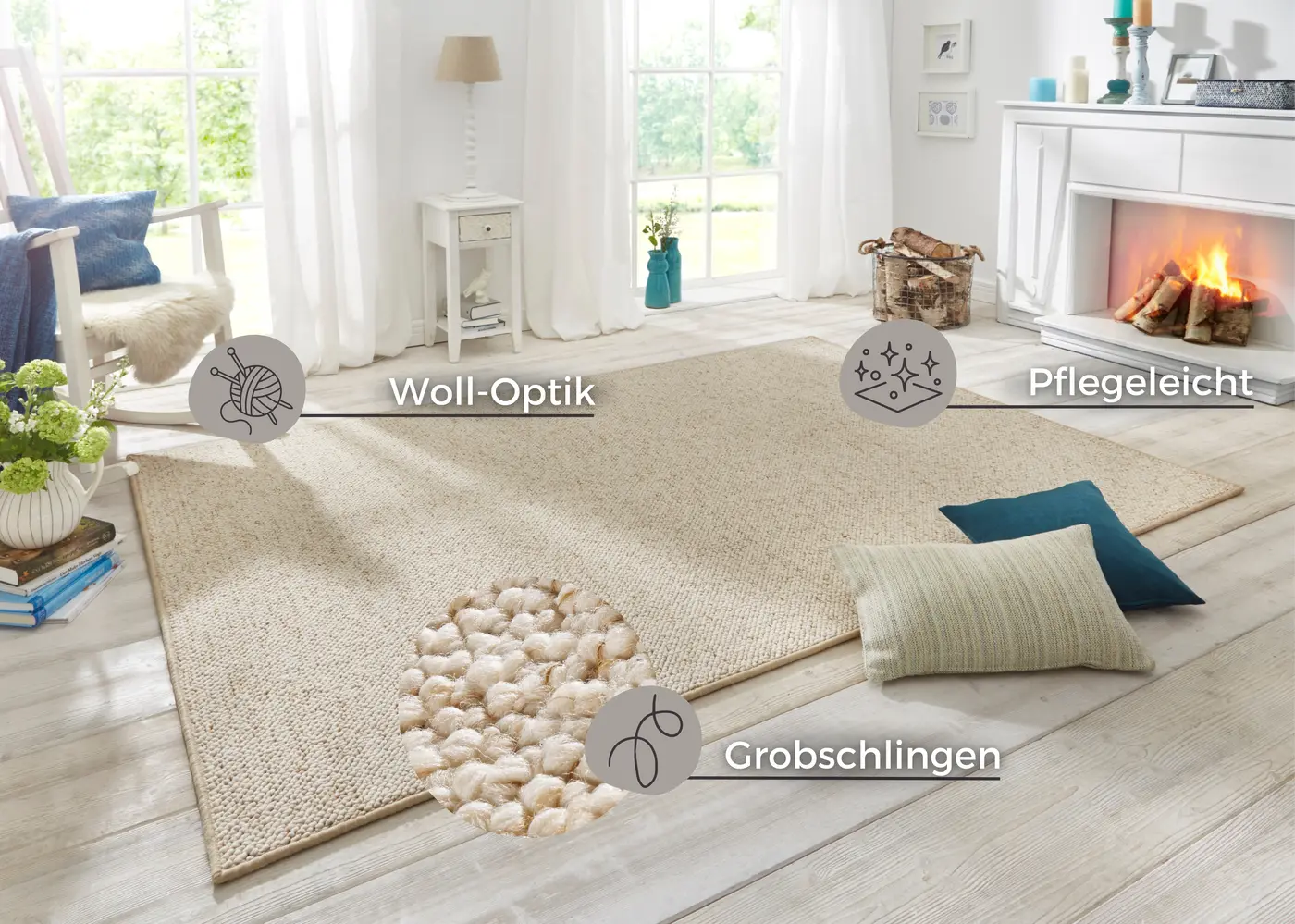 Hanse Home Wolly Woll-Optik Teppich Wolly Creme – Ansicht 3