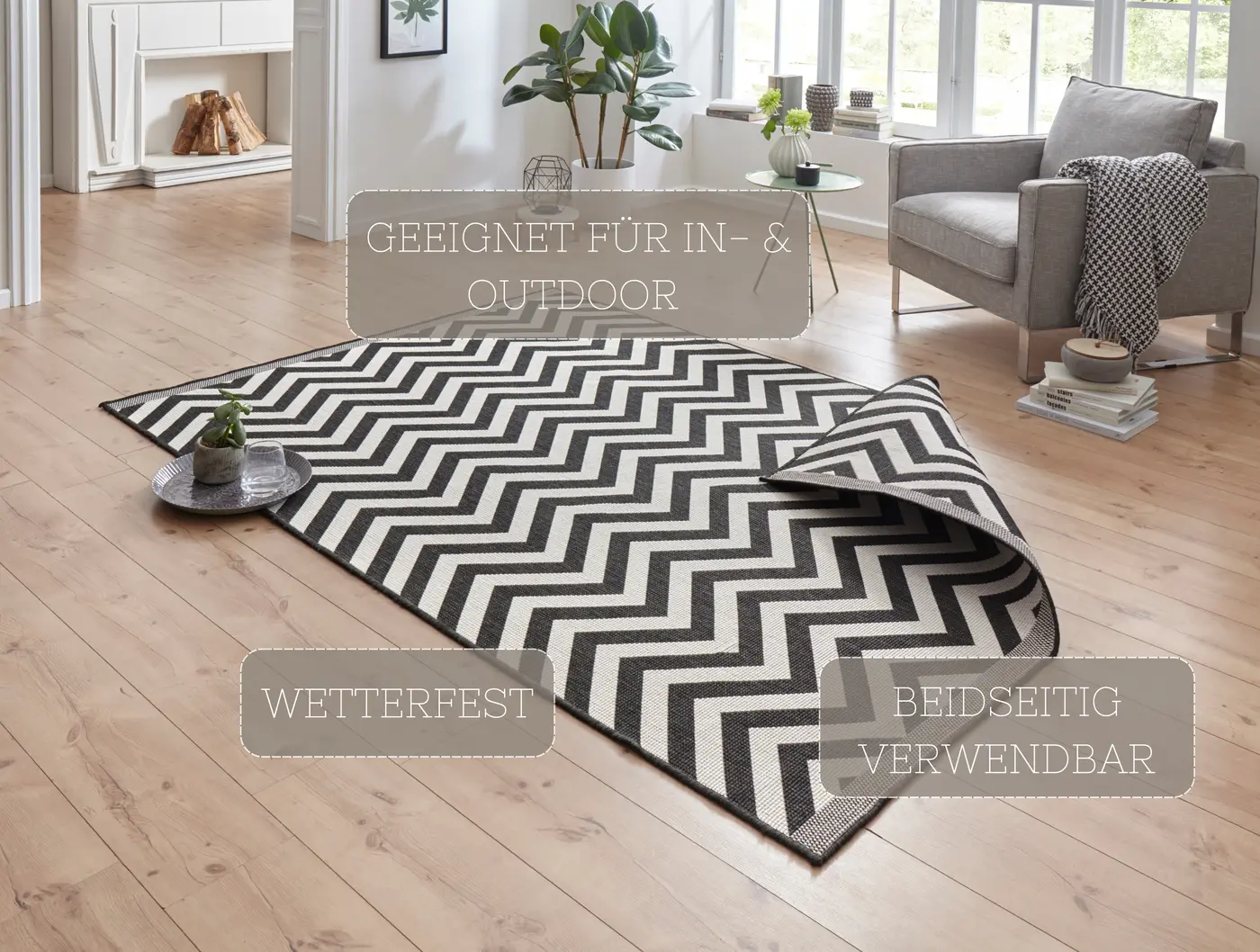 Hanse Home Twin Supreme In- & Outdoor Wendeteppich Palma Schwarz – Ansicht 3