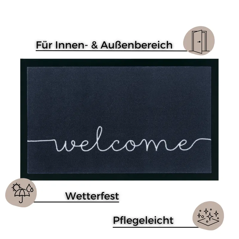 Hanse Home Printy Fußmatte Cozy Welcome Anthrazit Weiß
