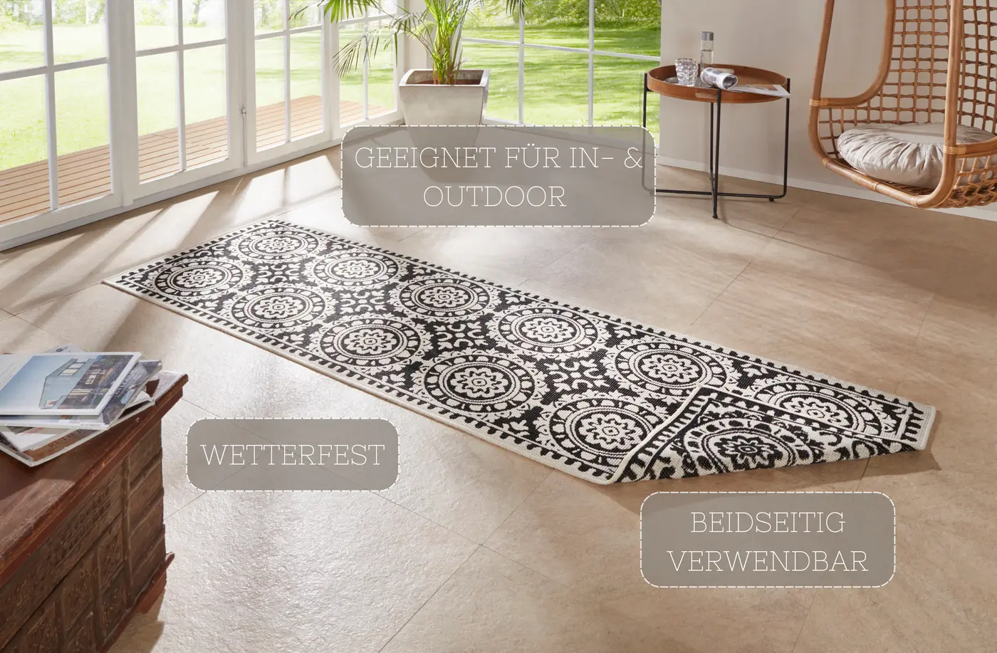Hanse Home Twin Supreme In- & Outdoor Wendeläufer Jardin Schwarz – Ansicht 3