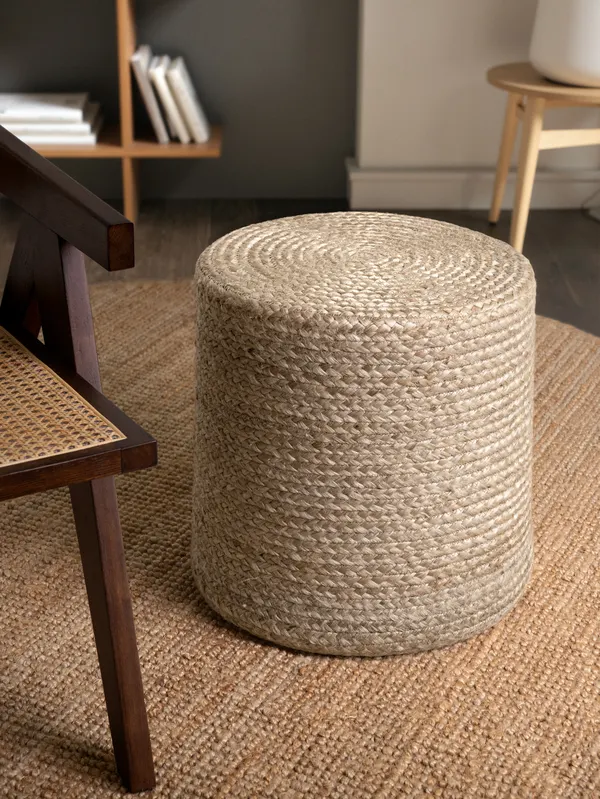 Hanse Home Jutta Jute Pouf Jutta Natur Greige