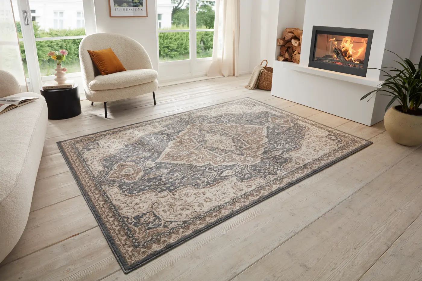 Hanse Home Terrain Designer Kurzflor Teppich Orken Creme Schwarz Braun – Ansicht 2