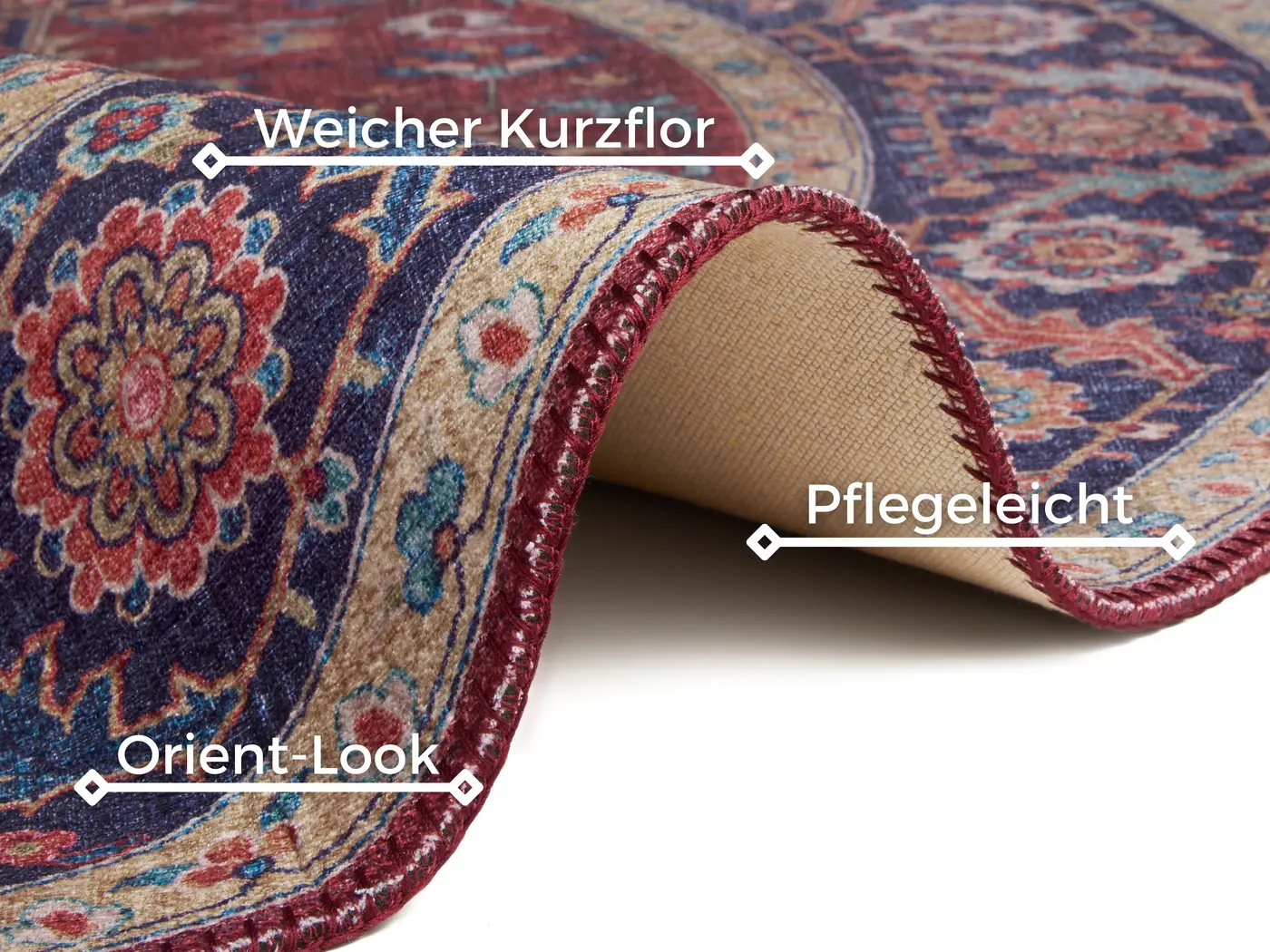 Hanse Home Asmar Kurzflor Teppich Anthea Pflaumenrot – Ansicht 2