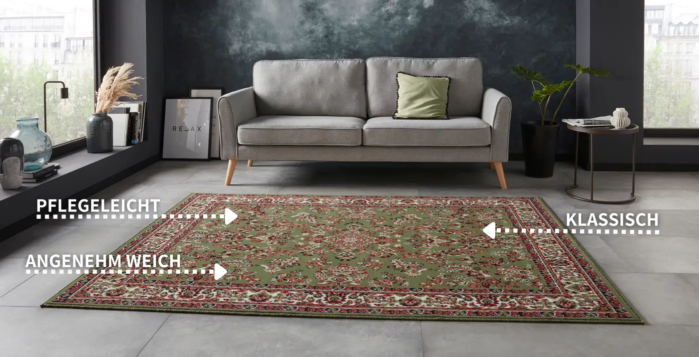Hanse Home 005 Kurzflor Teppich Design Grün – Ansicht 3