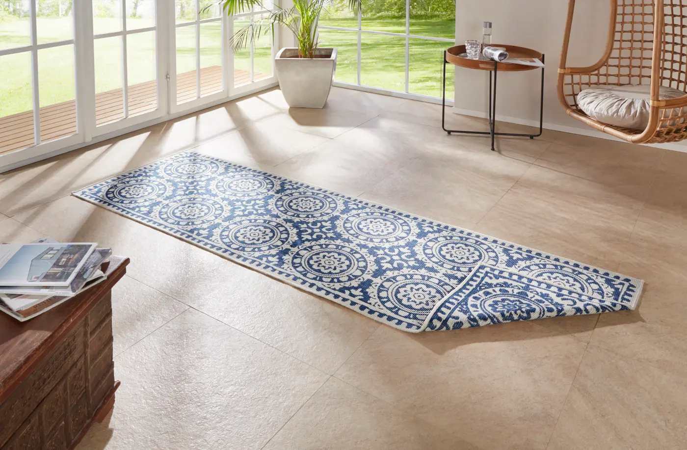 Hanse Home Twin Supreme In- & Outdoor Wendeläufer Jardin Blau – Ansicht 2