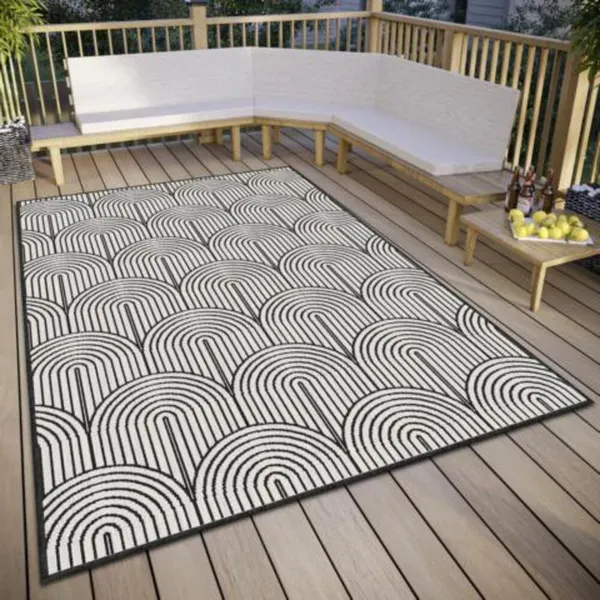 Hanse Home Flachgewebe In- und Outdoor Wendeteppich Pangli Schwarz