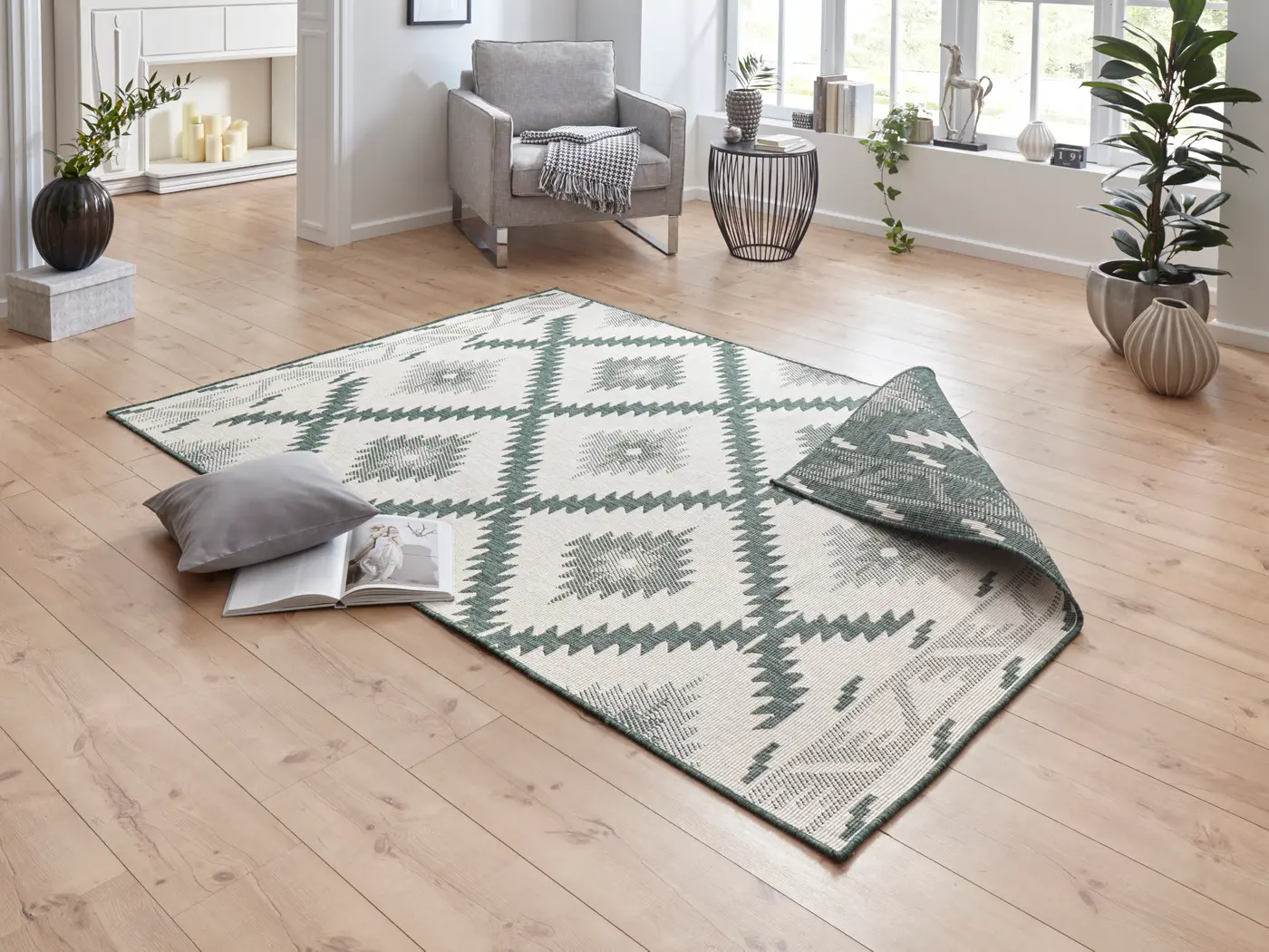 Hanse Home Twin Supreme In- & Outdoor Wendeteppich Malibu Grün Creme – Ansicht 2