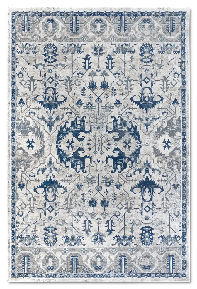 Villeroy & Boch 1869 Kurzflor Teppich Emmanuel Creme Blau
