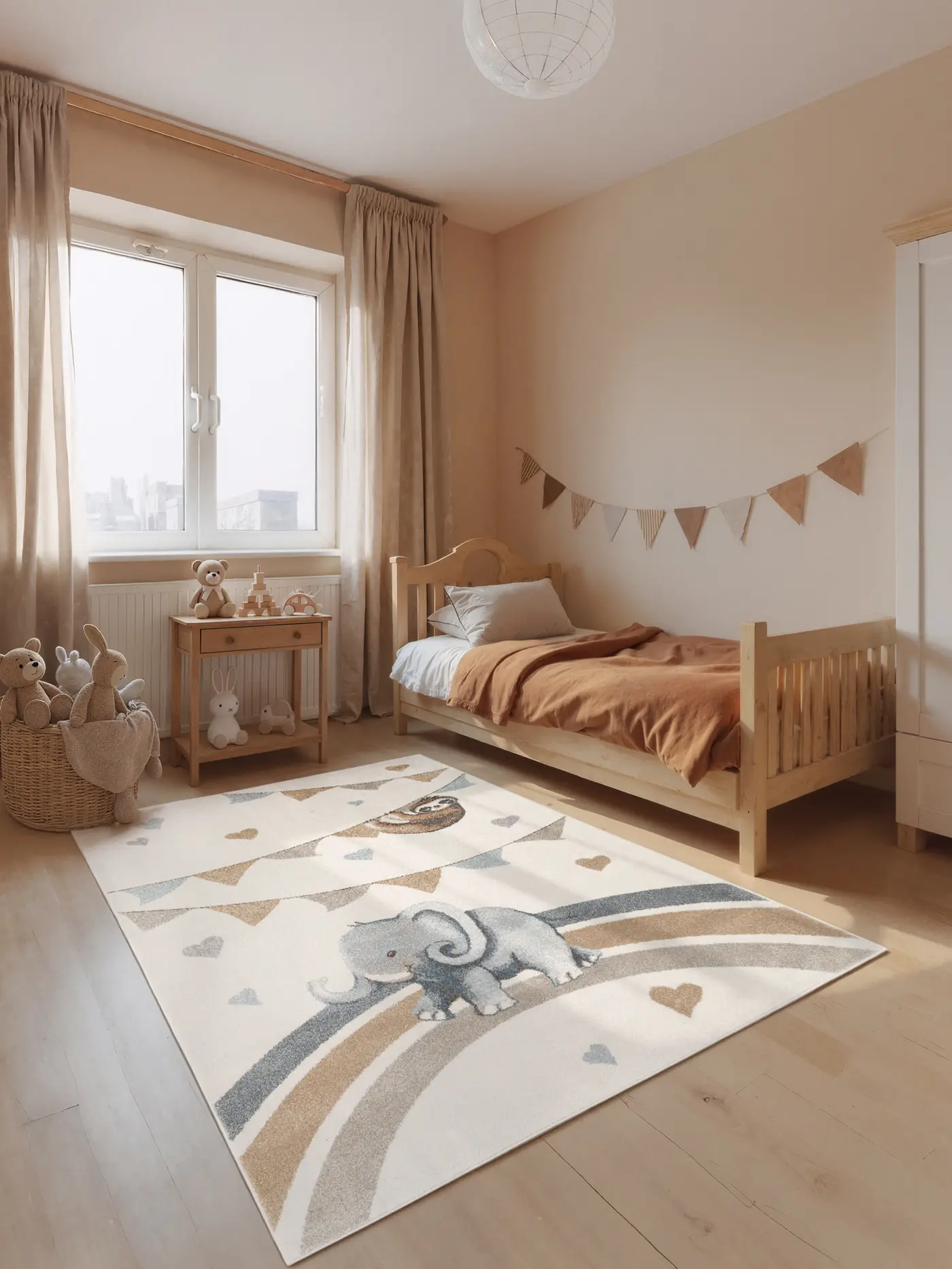 Villeroy & Boch Boho Kids Kinderteppich Walk like an Elephant Rainbow Party Creme Mulitfarben – Ansicht 2