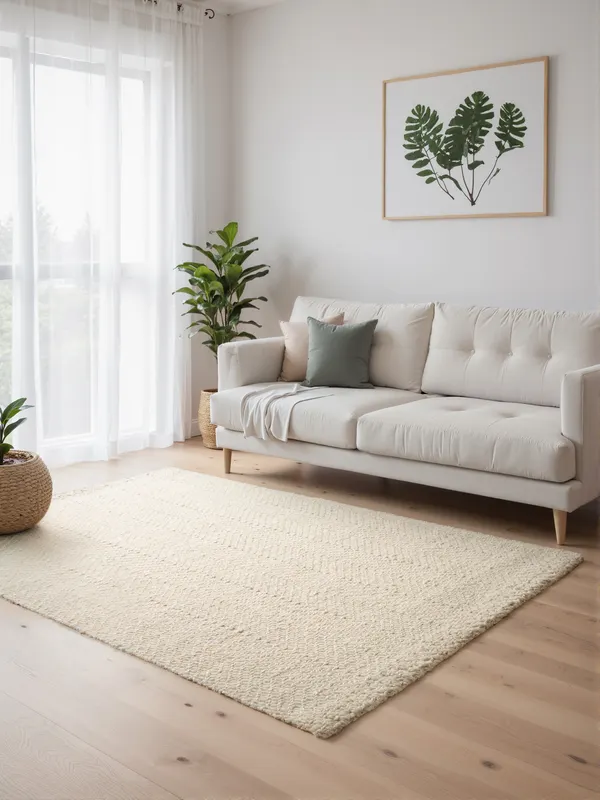 Elle Decoration Majoli Jute & Wollteppich Herringbone Majoli Natur Weiß