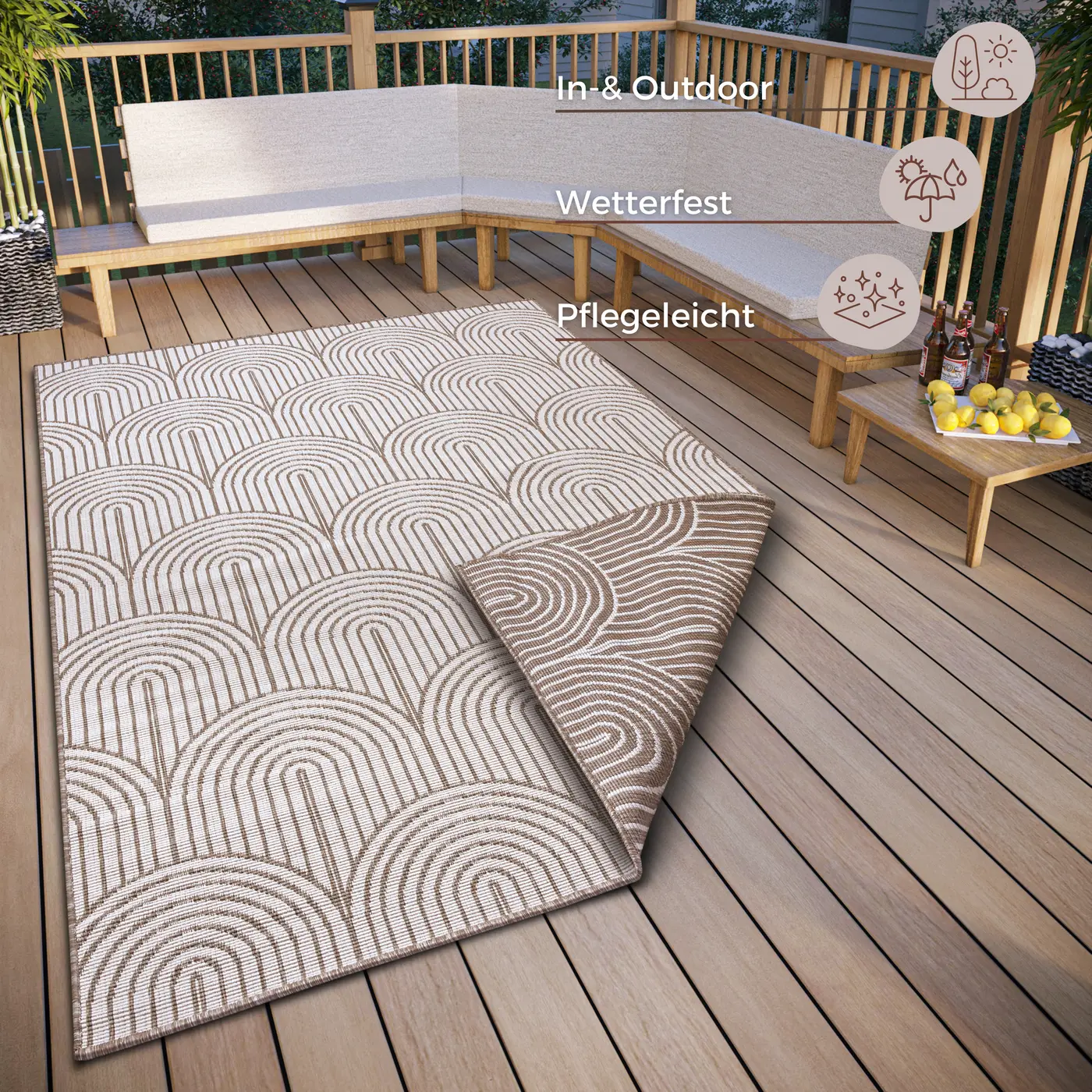 Hanse Home Flachgewebe In- und Outdoor Wendeteppich Pangli Linen – Ansicht 3