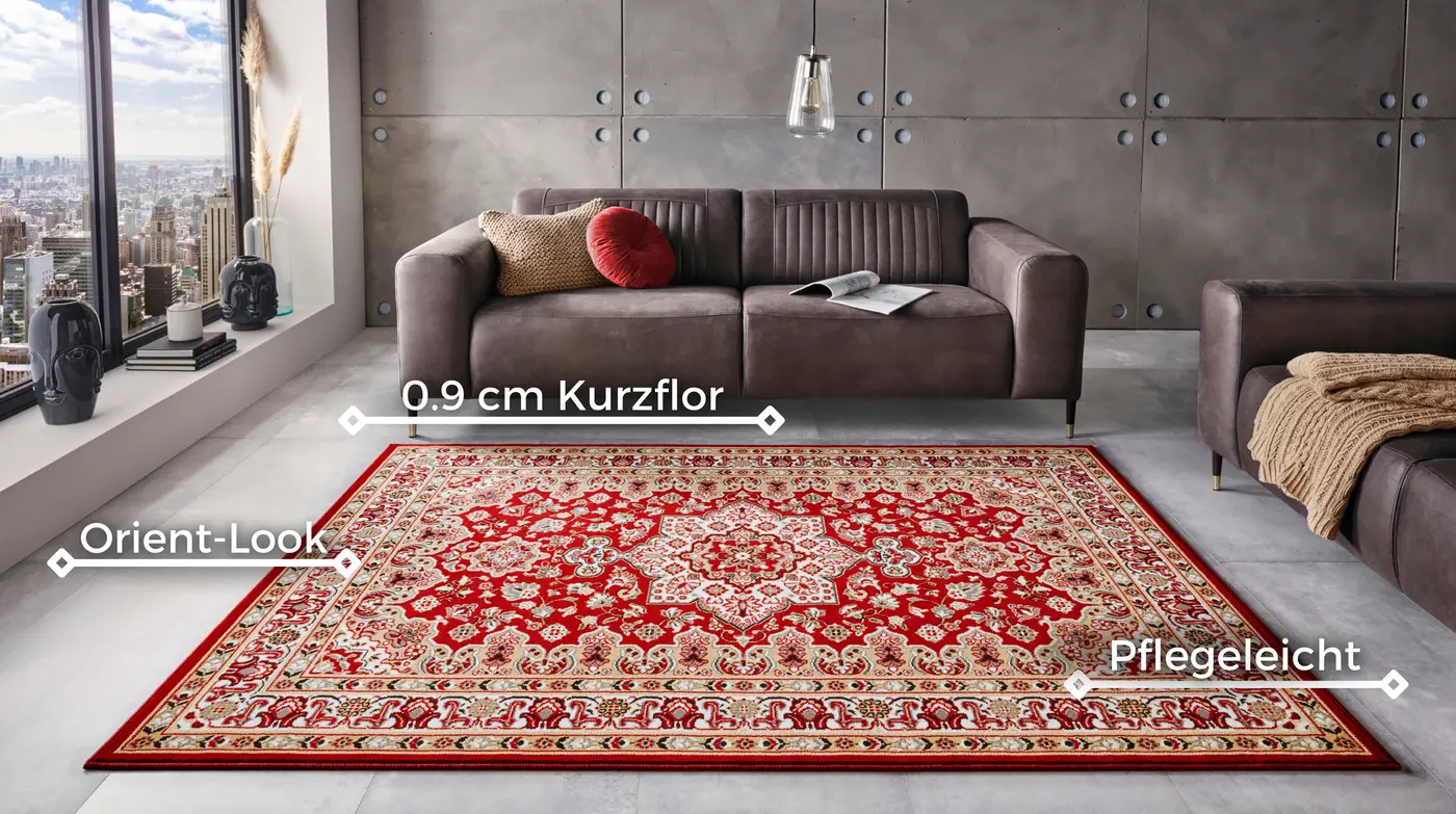 Hanse Home Mirkan Kurzflor Teppich Parun Täbriz Rot – Ansicht 3