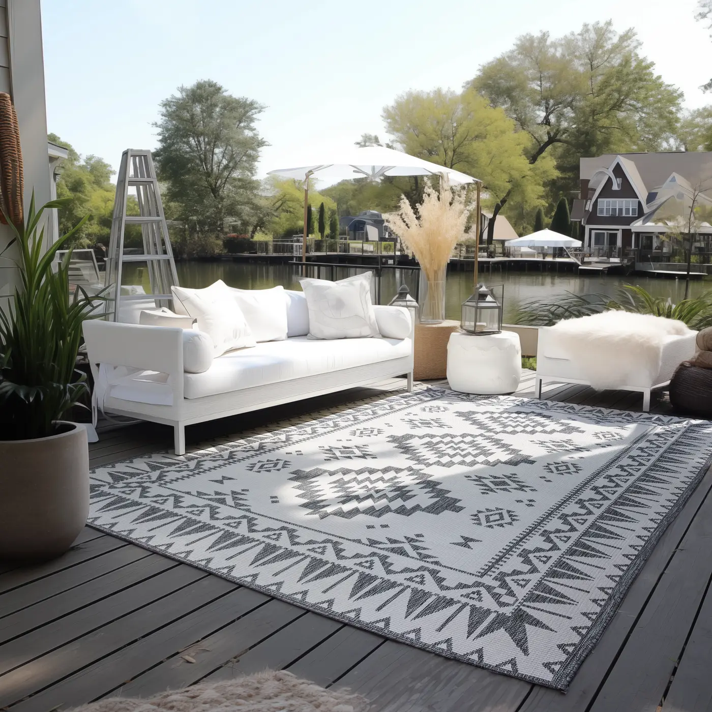 Elle Decoration Gemini In- und Outdoor Wendeteppich Dynamic Silber – Ansicht 2