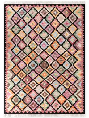 Hanse Home Kamal Afghan Kelim Teppich Zara Schwarz Multifarben