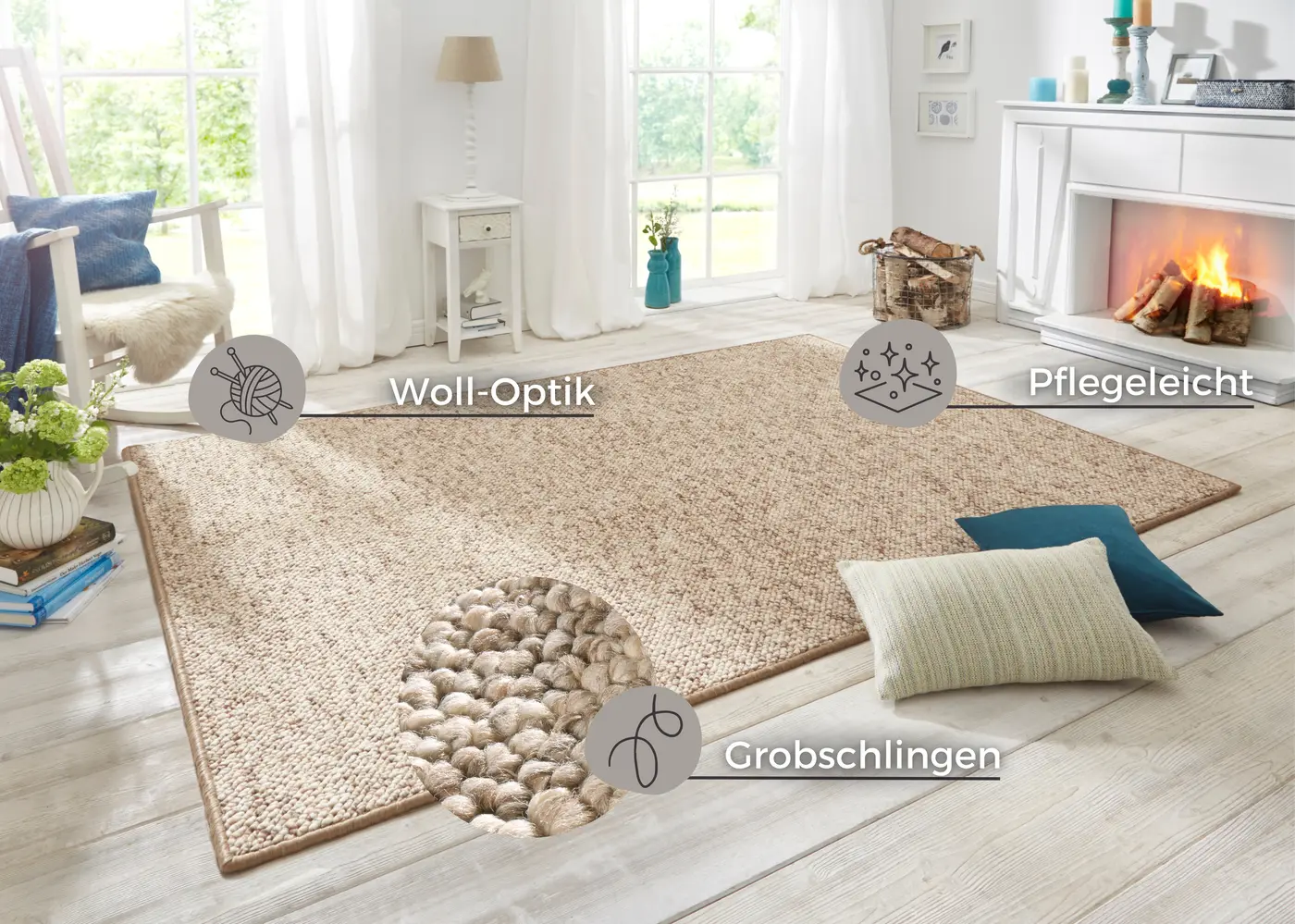 Hanse Home Wolly Woll-Optik Teppich Wolly Beige Braun – Ansicht 3