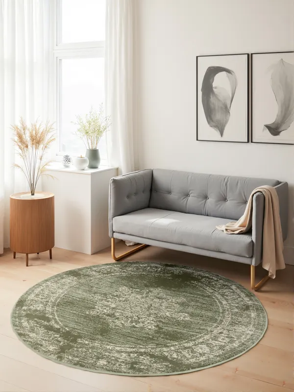 Hanse Home Gloria Kurzflor Teppich Rund Lydia Mint