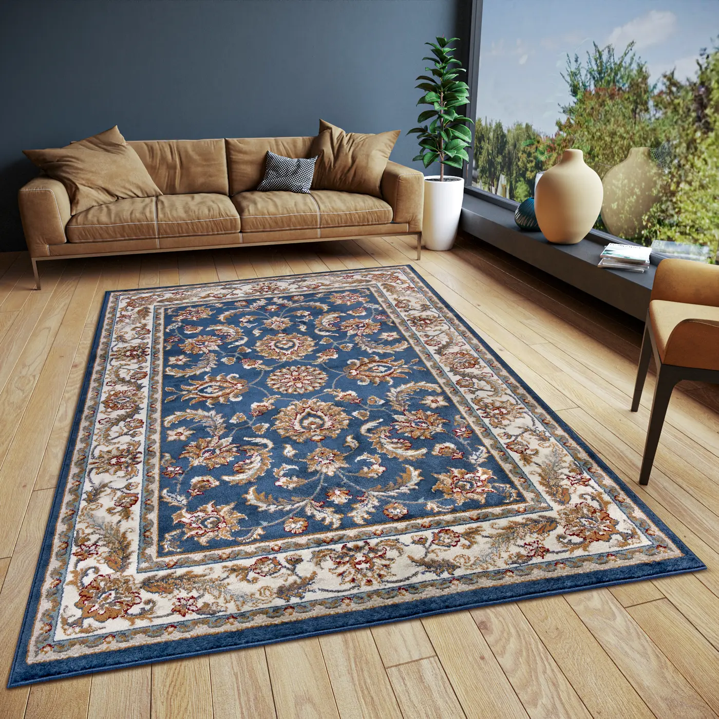 Hanse Home Orient Teppich Reni Blau Creme – Ansicht 2