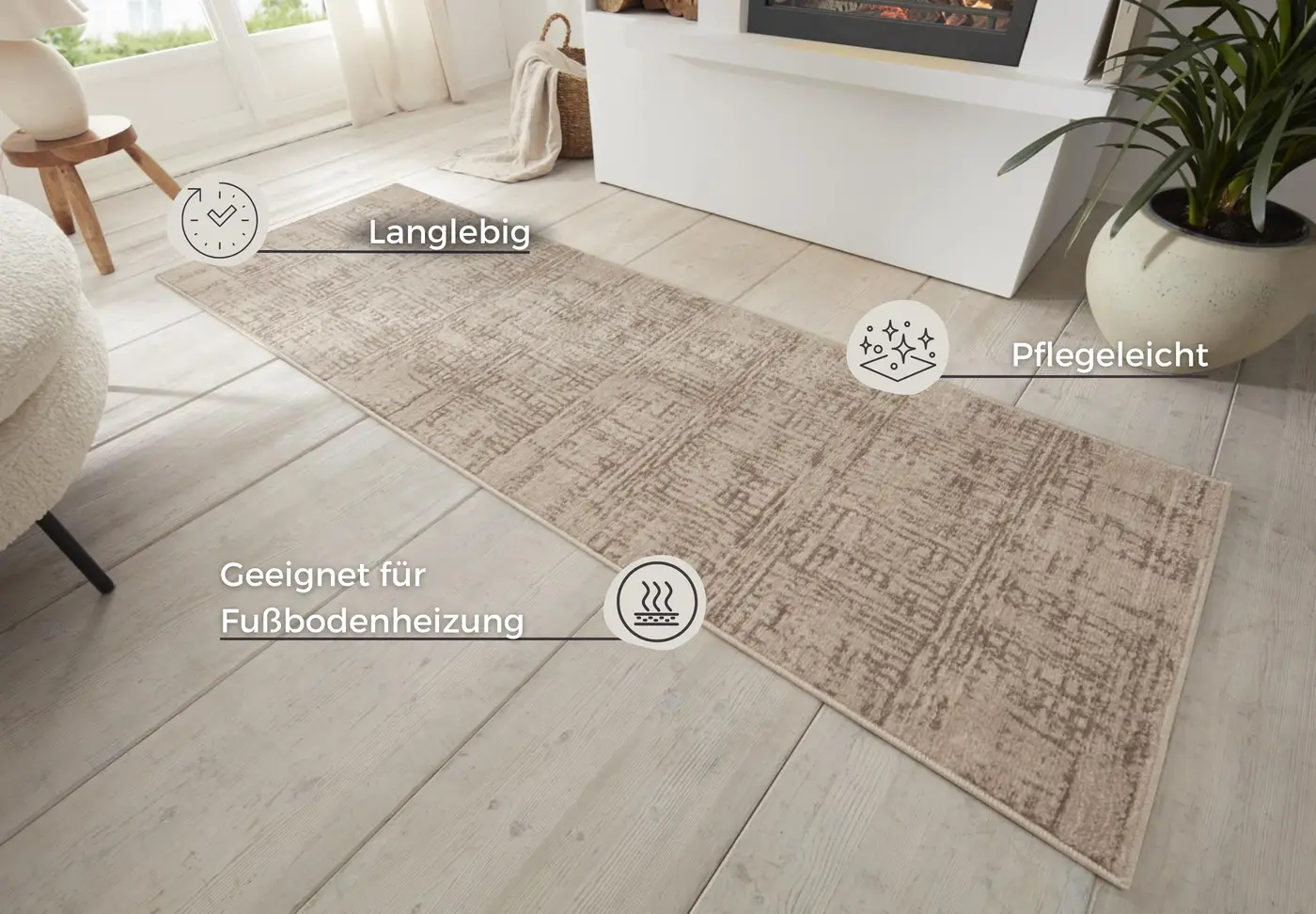 Hanse Home Terrain Designer Kurzflor Teppich Sole Creme Braun – Ansicht 3