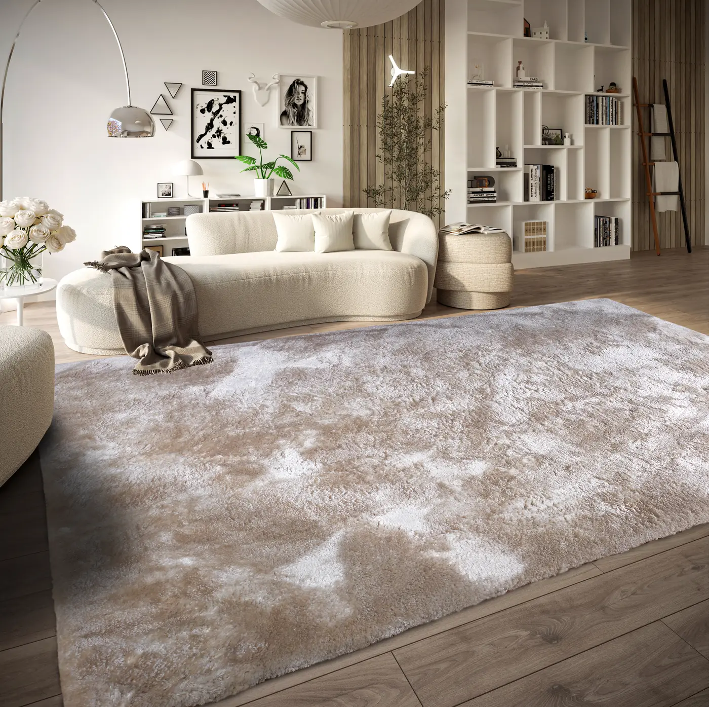 Elle Decoration Cosy Hochflor Teppich Calida Creme – Ansicht 2