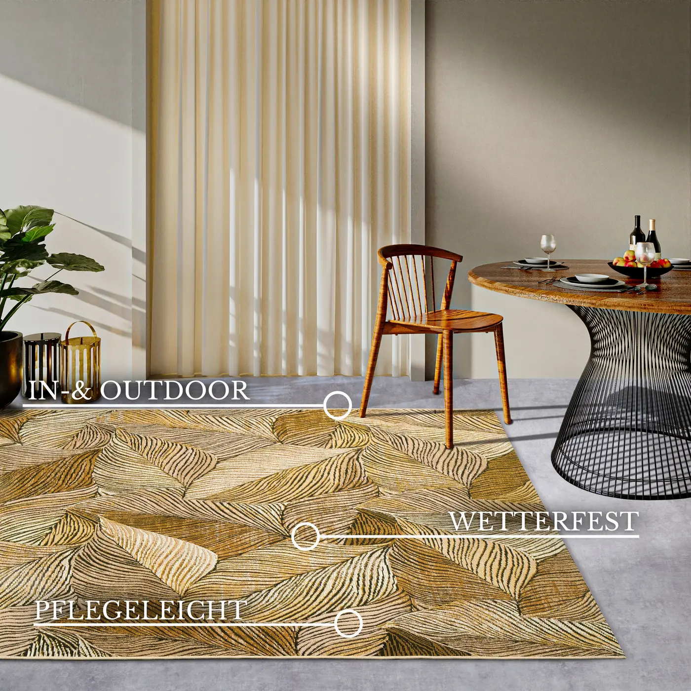 Villeroy & Boch 1767 In- & Outdoor Teppich Eugene Gold Schwarz – Ansicht 3