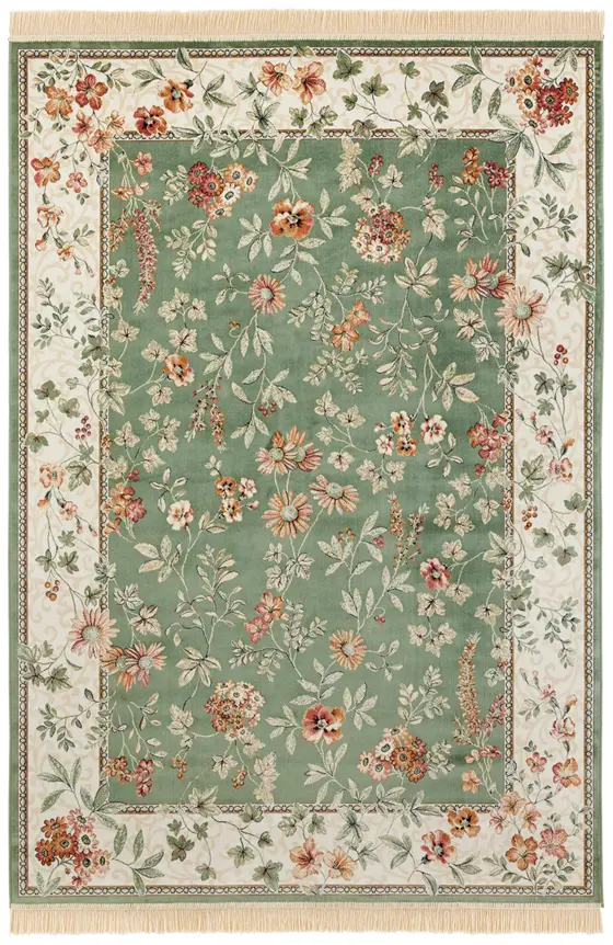Hanse Home Naveh Kurzflor Teppich Oriental Flowers Grün