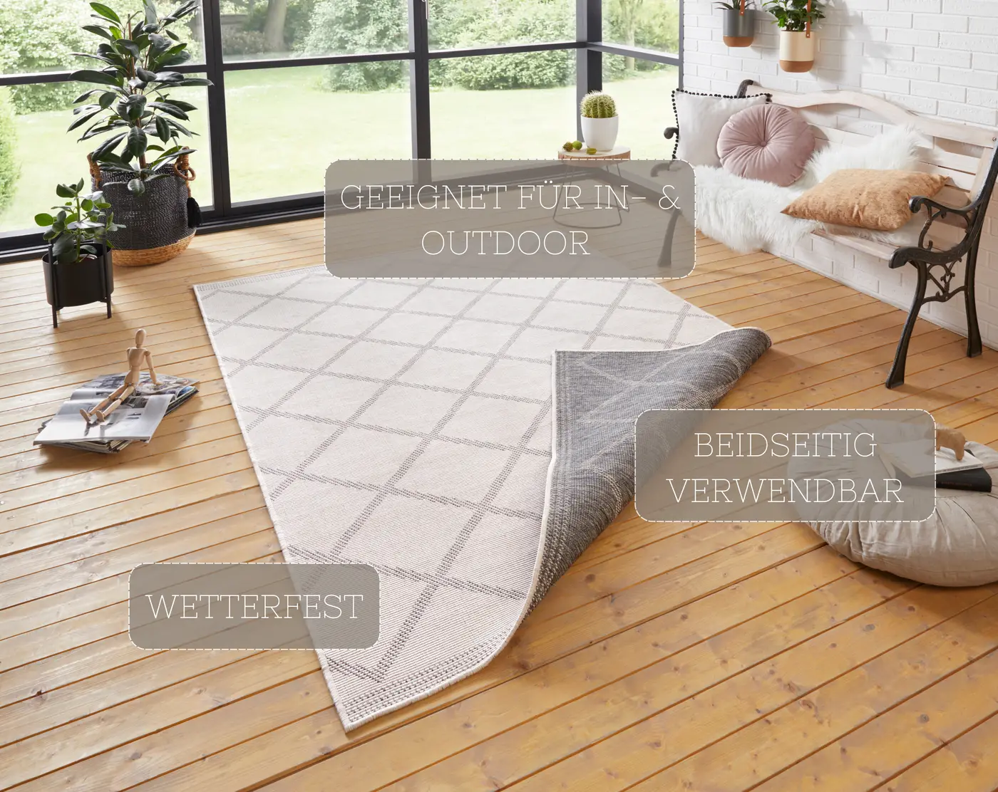 Hanse Home Twin Supreme In- & Outdoor Wendeteppich Corsica Grau Creme – Ansicht 3