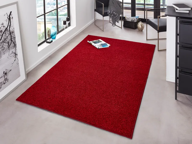 Hanse Home Pure Kurzflor Teppich Bettumrandung Pure Rot