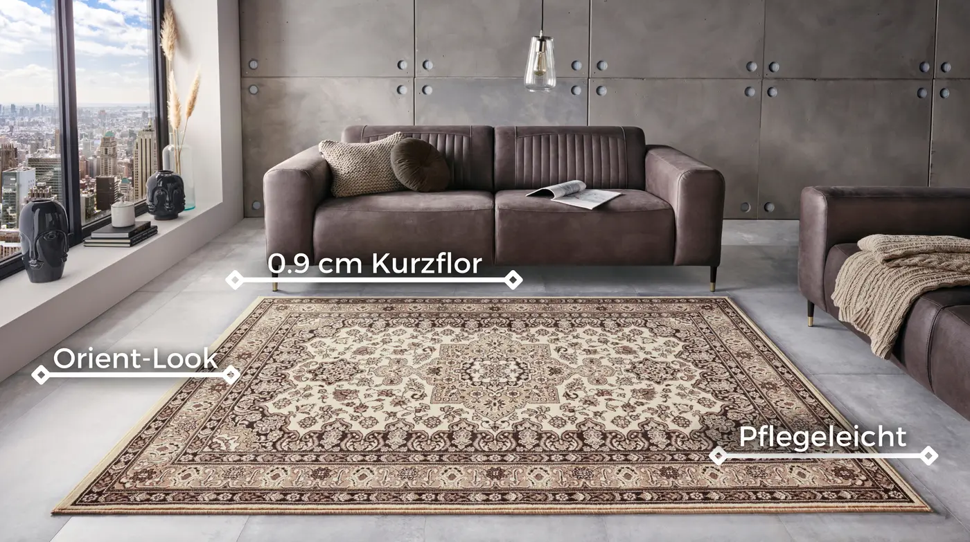 Hanse Home Mirkan Kurzflor Teppich Parun Täbriz Ivory Beige – Ansicht 3